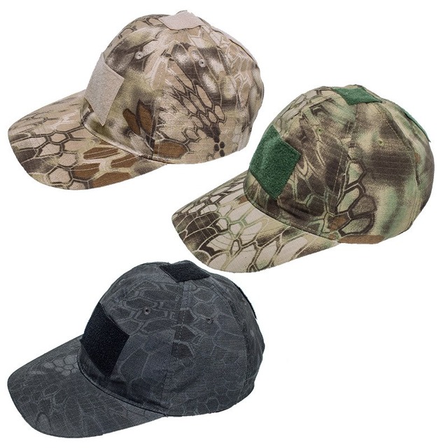 パイソン柄カモユニセックスファッションエアガンタクティカルベースボールキャップ陸軍軍人の帽子で調整可能な頭囲17