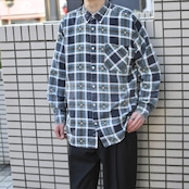 cotton light flannel check shirt blue