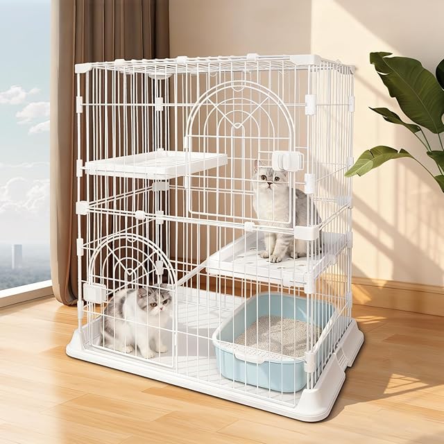 JPJieAnXin 猫 ケージ キャットケージ 2段 スリム 大型猫用 幅76*奥行
