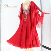 社交ダンス 衣装 スタンダードドレス ワンピース ドレス レッド系 シルバー系 赤 フロート レース デモ 競技 ダンス パーティ 発表会 落ち感 高級感 上品 社交ダンスワンピース レディース 社交ダンスドレス デモンストレーション ビジュー ラインストーン フロートレース ワンピースドレス ラグジュアリー 大人可愛い 華やか フェミニン 演技衣装 舞台衣装 発表会衣装