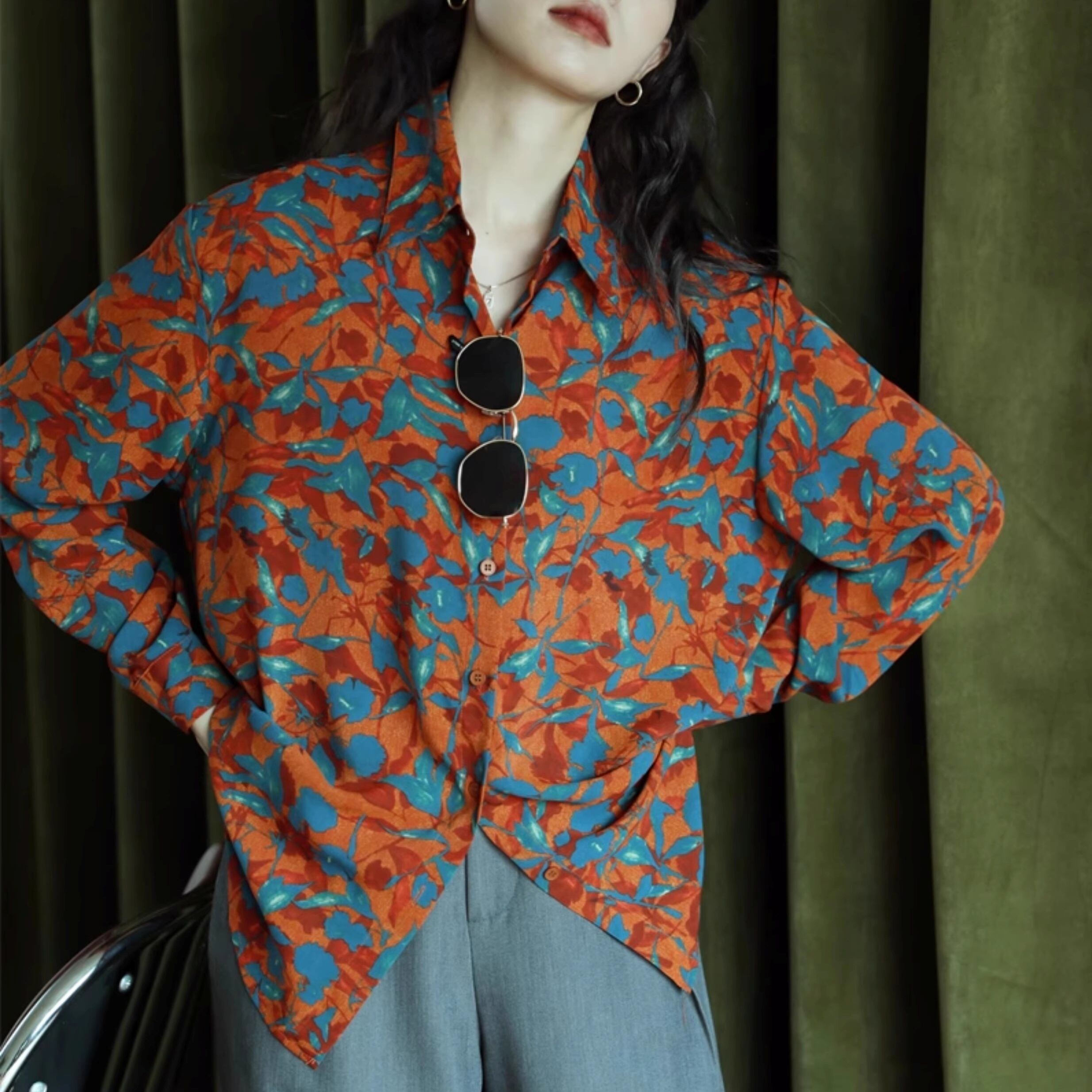 レトロプリントシャツ【G4509】