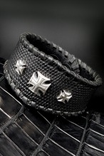 Item No.0420： IRON CROSS Bracelet/ Lizard《BLACK》