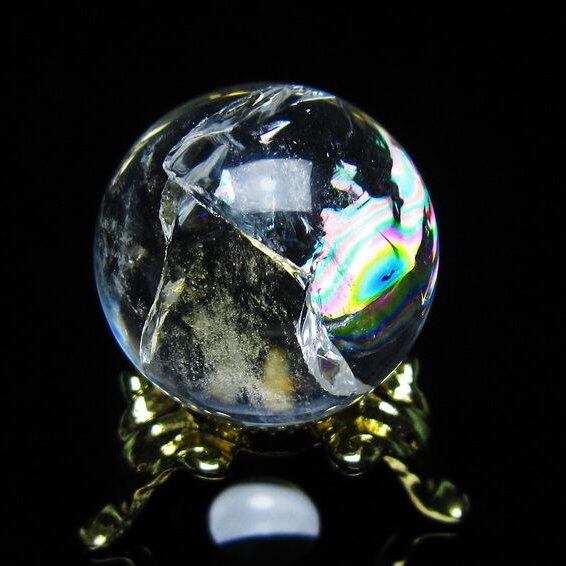 アイリスクォーツ 水晶 丸玉 虹入り 25mm スフィア 置物 水晶玉 一点物 141-6996