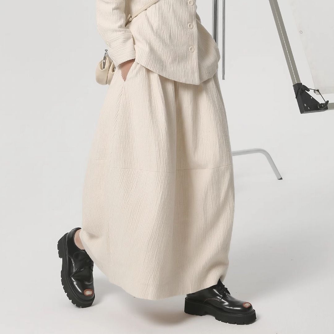 ストライプウールロング丈スカート SK0170