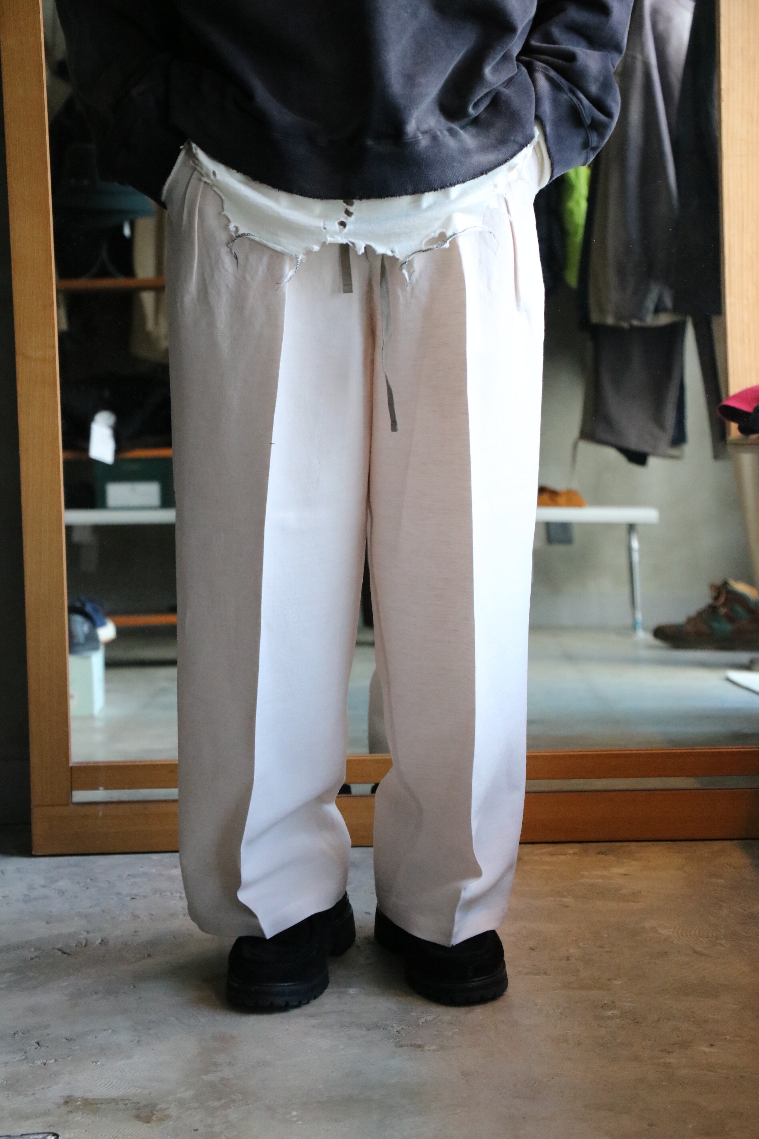 Ancellm / W/L WIDE EASY TUCK SLACKS / ANC-PT62 / アンセルム ウール 