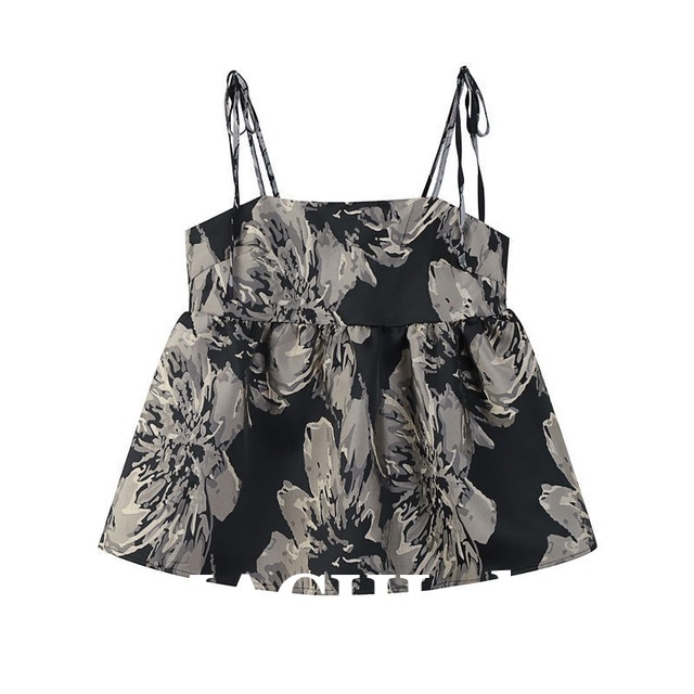 【送料無料】 ジャガードキャミソール  フラワートップス キャミソール ノースリーブ サスペンダー チュチュ スリム 細身 韓国 レディース  かわいい 可愛い 大人可愛い 大人女子 シンプル きれいめ カジュアル 大人 気品 上品 おしゃれ お洒落 こなれ感 抜け感 かっこいい きちんと 大人女子 キュート ラブリー セクシー フェミニン S M L XL 夏 オルチャン 10代 20代 30代  女子会 デート 休日 お泊まり 旅行 リゾート 海 普段使い  コーデ トレンド スタイル