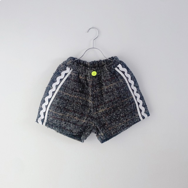 NEEDLE PUNCHED COTTON TWEED CHECKED SIDE LINE SHORT PANTS / LL