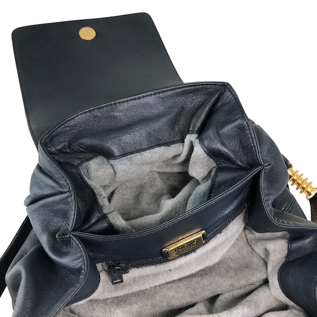 LOEWE ロエベ ショルダーバッグ ネイビー ロゴ ナッパレザー vintage ヴィンテージ オールド k4pn8w