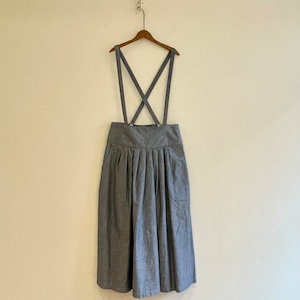 C21788【Olive】Chambray Suspender Skirt