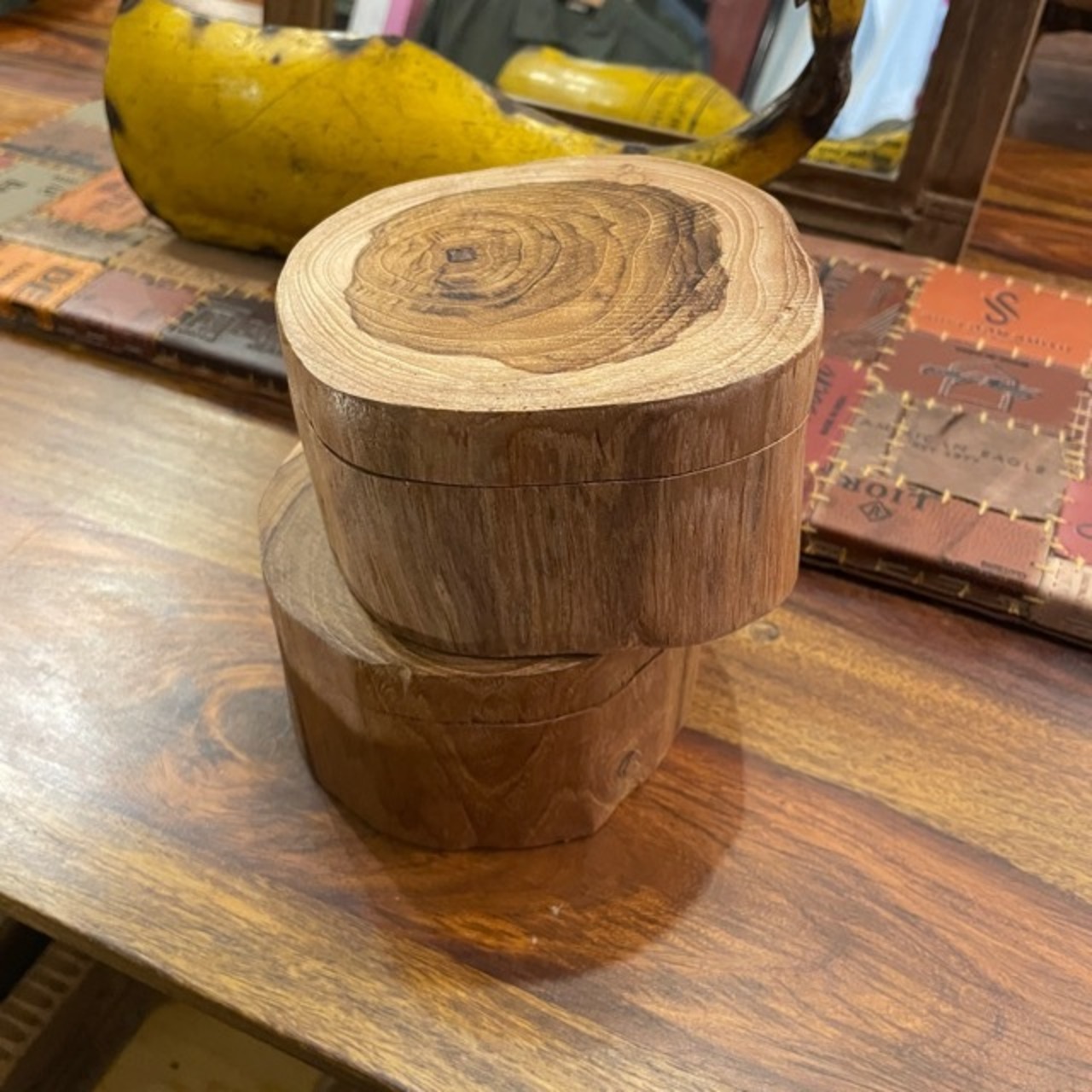 Thailand Teak Wood Slide Box Separate Natural / タイ チークスライドボックス セパレート ナチュラル 小物入れ 小物BOX 収納ボックス 木材 天然木 ナチュラル ハンドメイド チークウッド リビング収納 蓋付き 開閉可 ギフト プレゼント かわいい シンプル