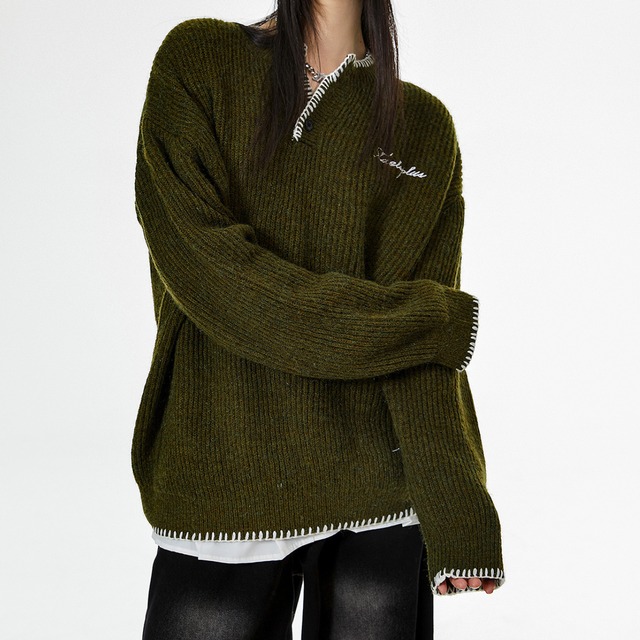 henley neck collar knit　ヘンリーネックカラーニット　J0481