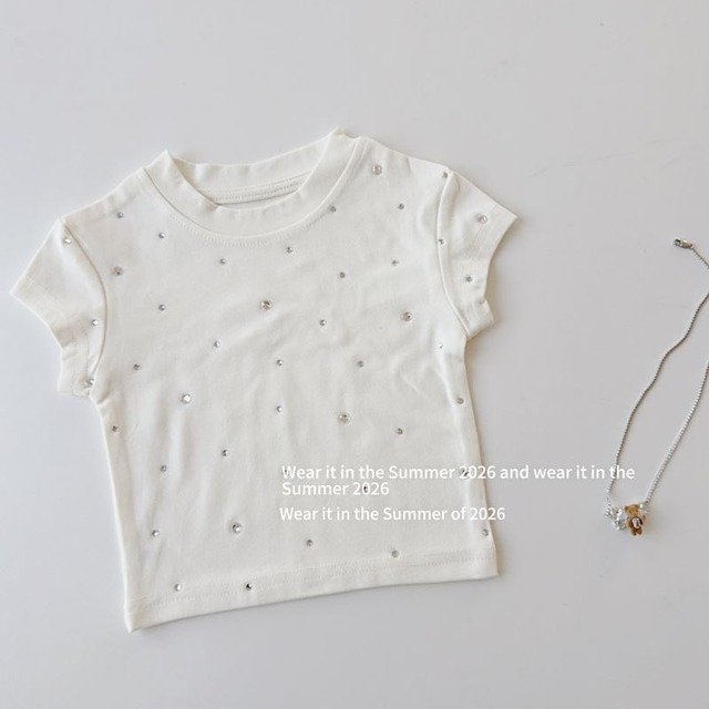 kids ビジュー半袖トップス