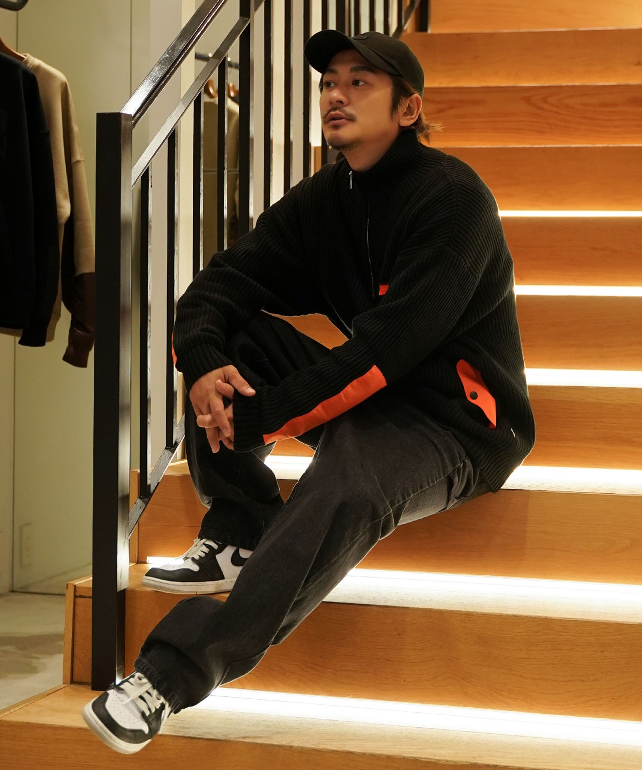 【#Re:room】NYRON PATCH HALF ZIP BIG KNIT［REK128］