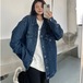 長袖デニムジャケット 春服秋服 ミドル丈 レトロ ルーズシルエット レディースジャケット 長袖 大きいサイズ おしゃれ 個性的 羽織 カジュアル Gジャン レディースアウター 体型カバー ゆったり