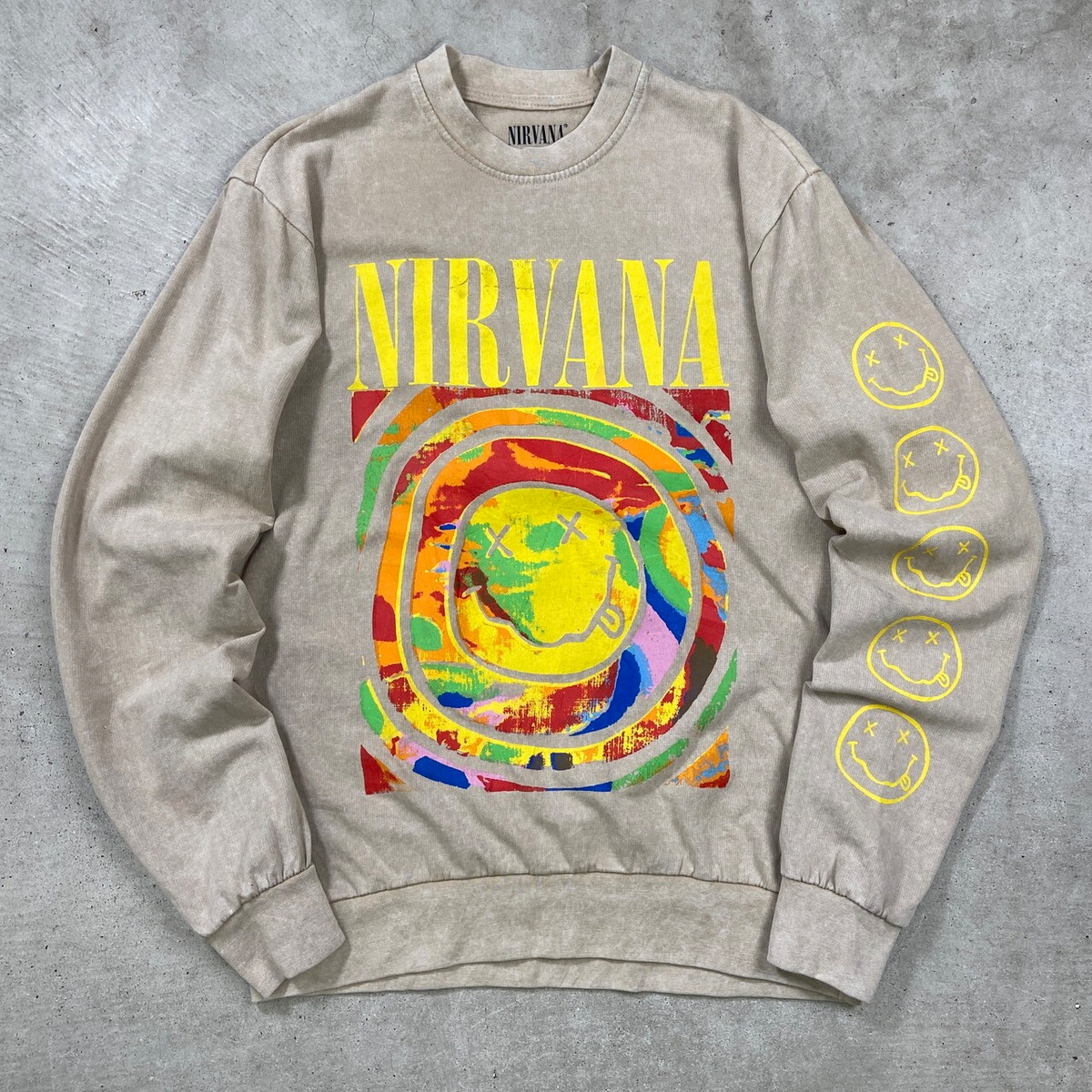 NIRVANA ニルヴァーナ バンド スウェットシャツ 袖プリ メンズS 
