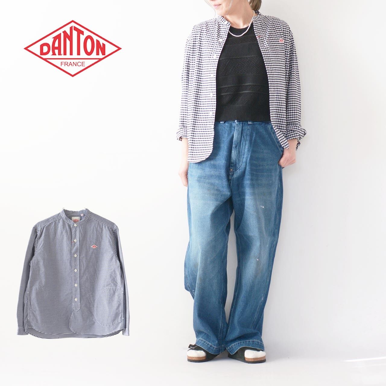 DANTON [ダントン] W L/S BAND COLLAR OXFORD SHIRTS [DT-B0279OXP