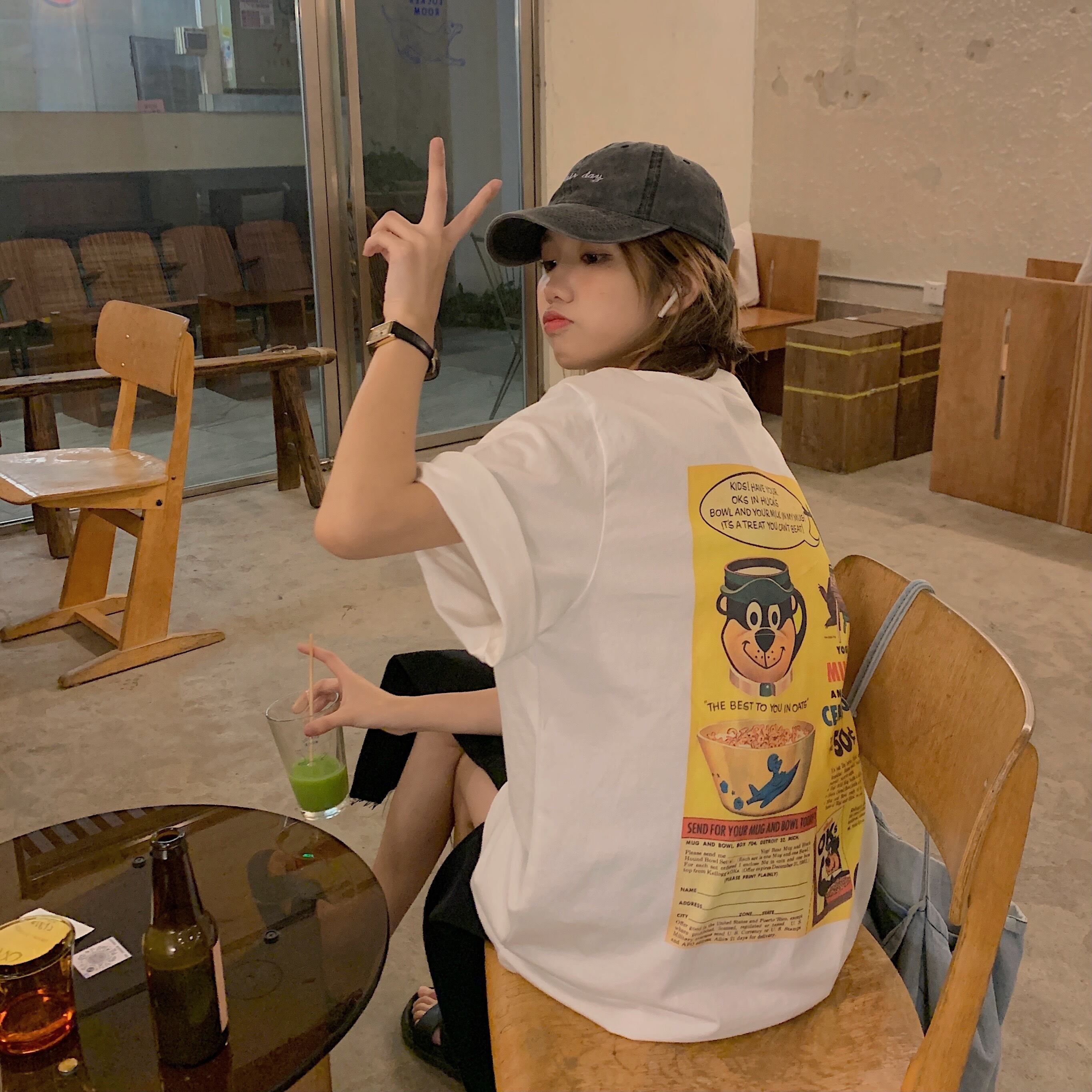 プリントホワイトルーズTシャツ サマー 夏物 モンロー32413215731