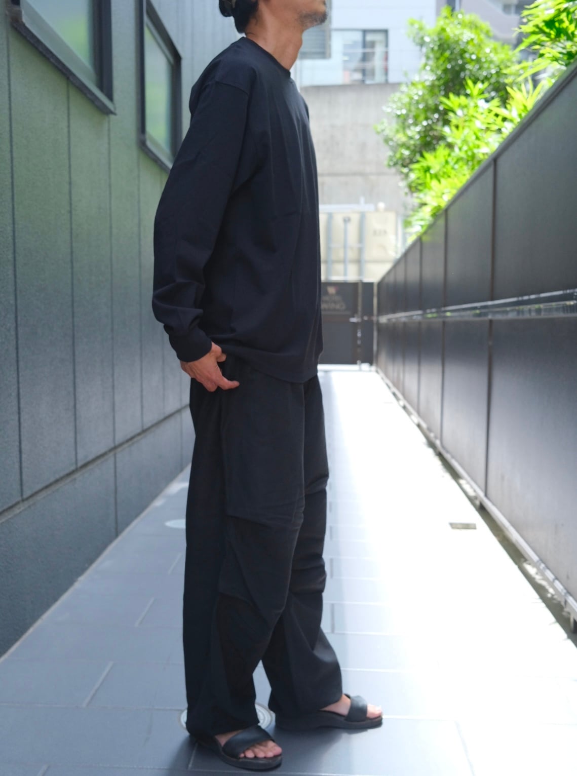 COMOLI 24SS コットンジャージ長袖Tシャツ フェードブラック サイズ3 COMOLI (コモリ) コットンジャージ 長袖Tシャツ