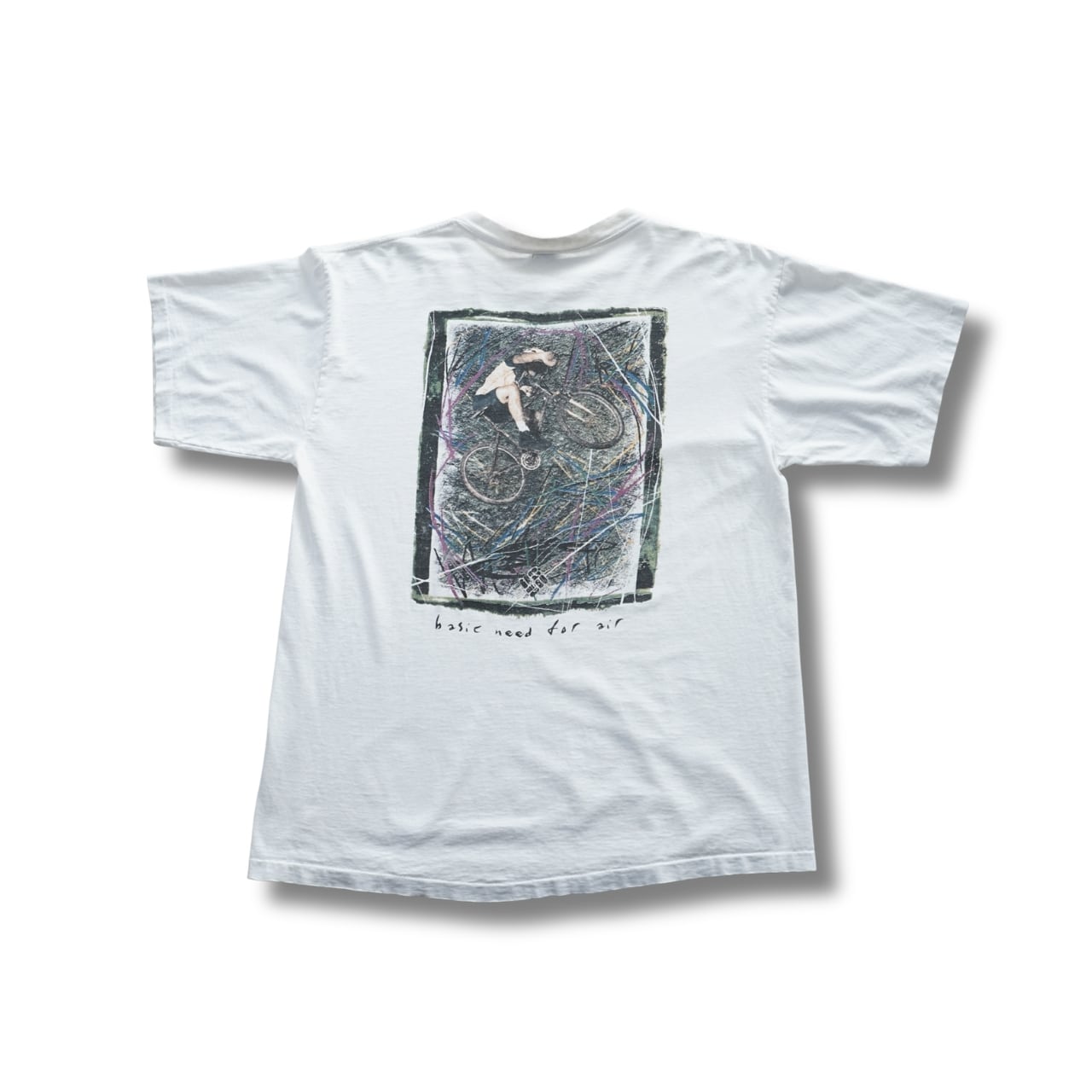 90s USA製 Columbia コロンビア BMX バックプリントTシャツ(表記XL・実寸XL相当)|NA993