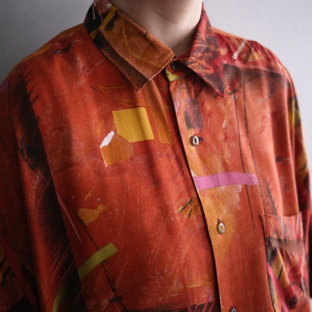 "夕焼け" good coloring art pattern loose h/s shirt