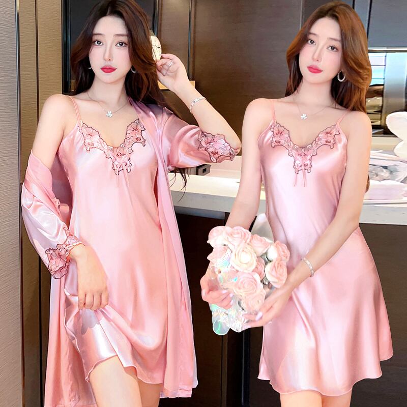 ネグリジェ キャミソール ワンピース ガウン 2点セット ルームウェア