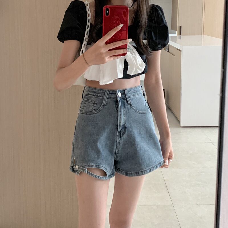 ショートパンツ デニムショートパンツ ホットパンツ ダメージ シンプル カジュアル 韓国ファッション S Xl Luluca 韓国トレンド ファッションluluca ルルカ