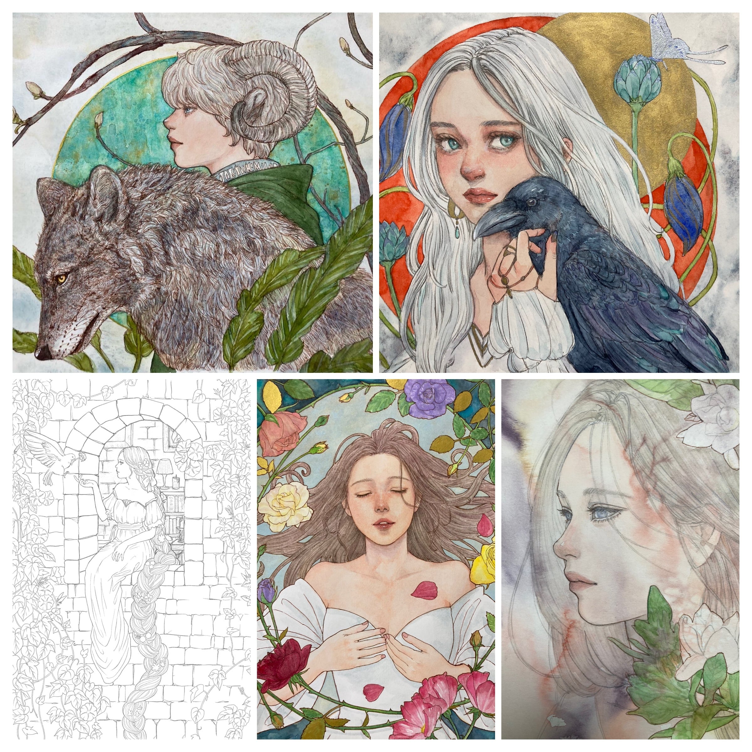 大人の塗り絵【その花の咲く場所】(水彩用)10柄 | アトリエかなみ
