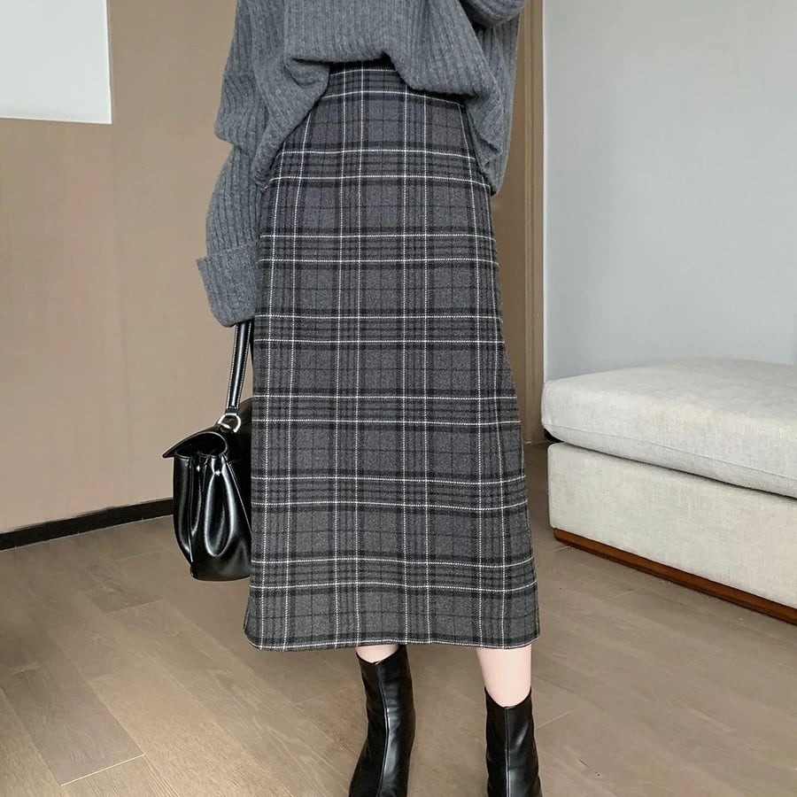 チェック柄 Aラインスカート YH9843