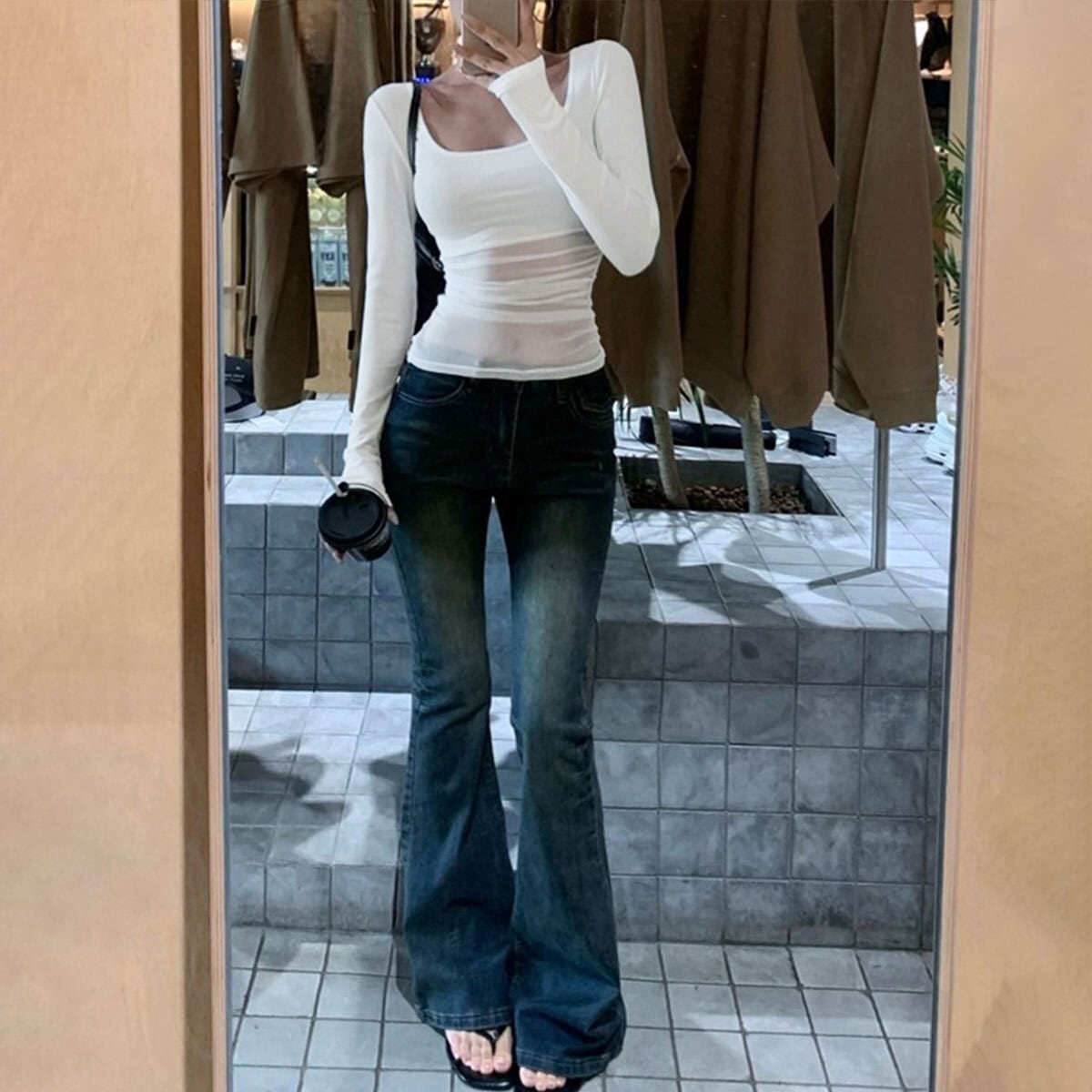 Tシャツ チュール切り替え 長袖 トップス レディース 春秋 韓国 透け感 きれいめ シアートップス おしゃれ 大人 カジュアル 重ね着 薄手 無地 大人可愛い 大人女子