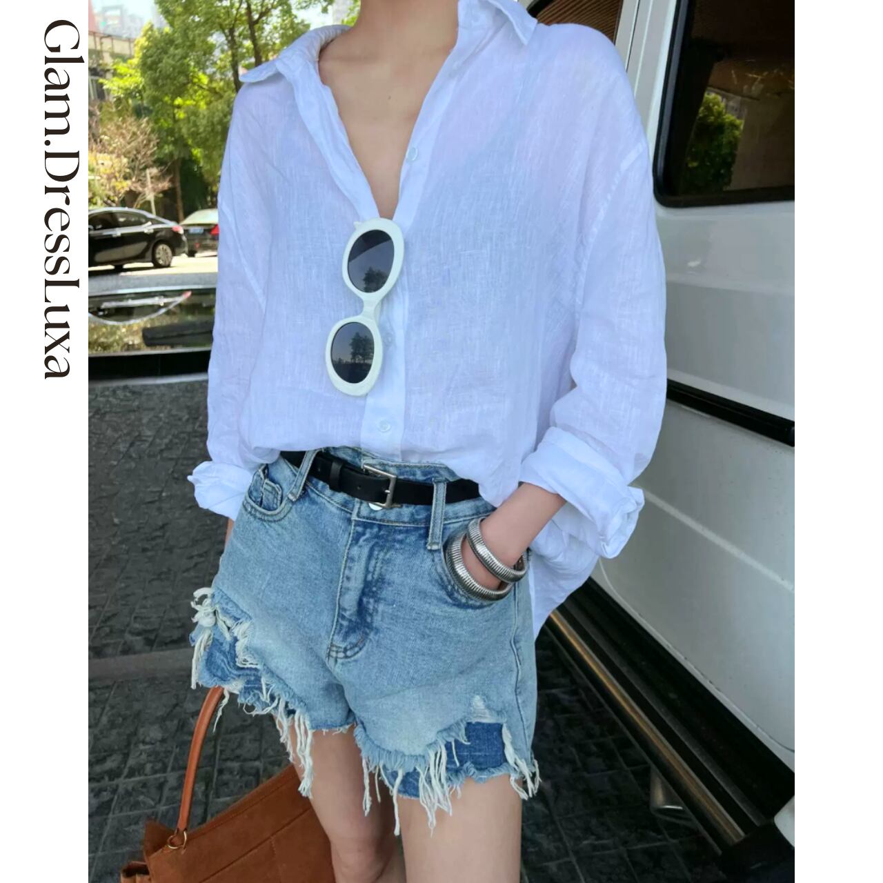 Frayed Hem Denim ショーツ_P91