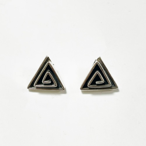 Vintage 925 Silver Modernist Triangle Pirced Earring Made In Mexico