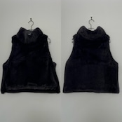 サイドボタンハイネックファーvest/ブルーグレー