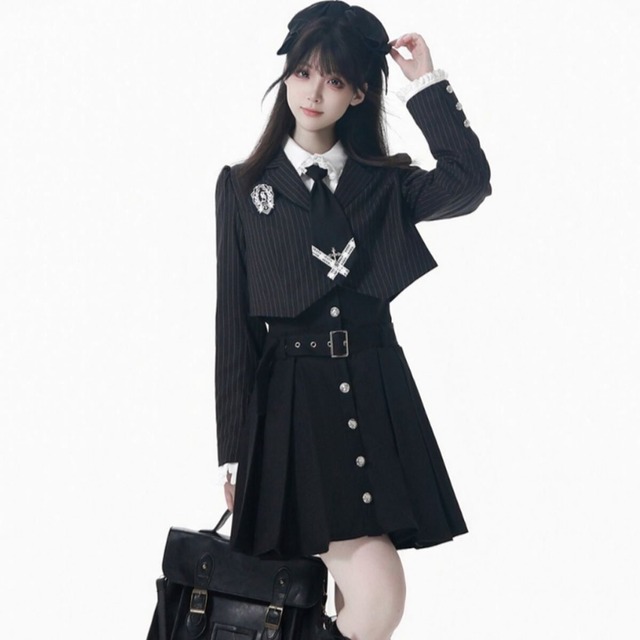 ノアールプレッピーモノトーン制服セットアップ：ジャケット