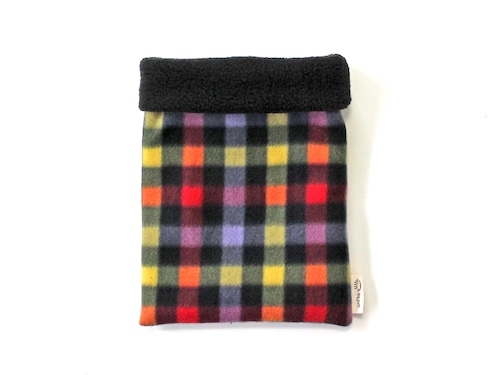 ハリネズミ用寝袋 M（冬用） フリース×フリース チェック ブラック / Regular Snuggle Sack for Hedgehog