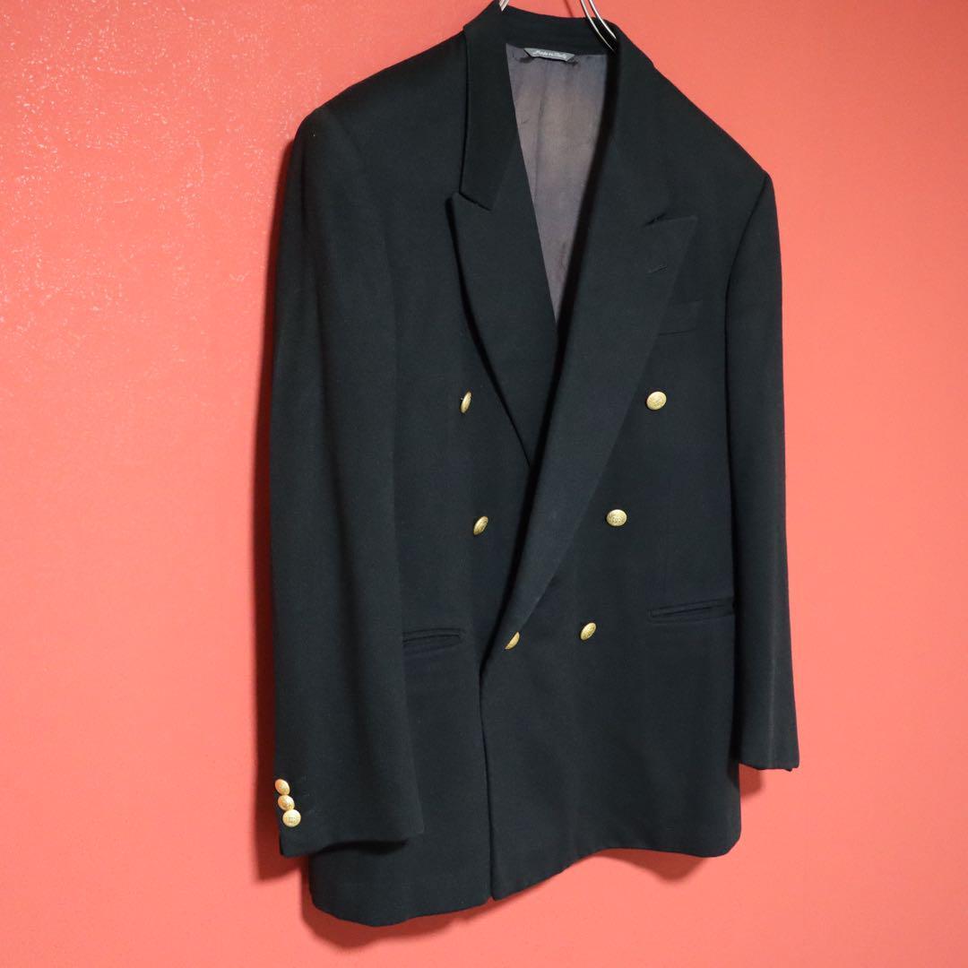 GIVENCHY カシミヤ100％ 刻印ロゴ 金ボタン ダブルテーラードJKT