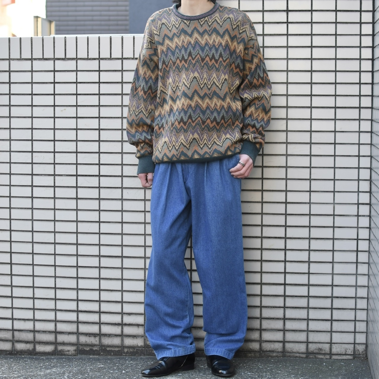 SAVANE denim 2 tuck slacks