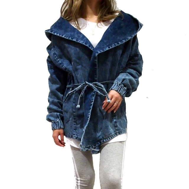 【NEW】OVER SIZE HOODIE ON DENIM CARDIGAN