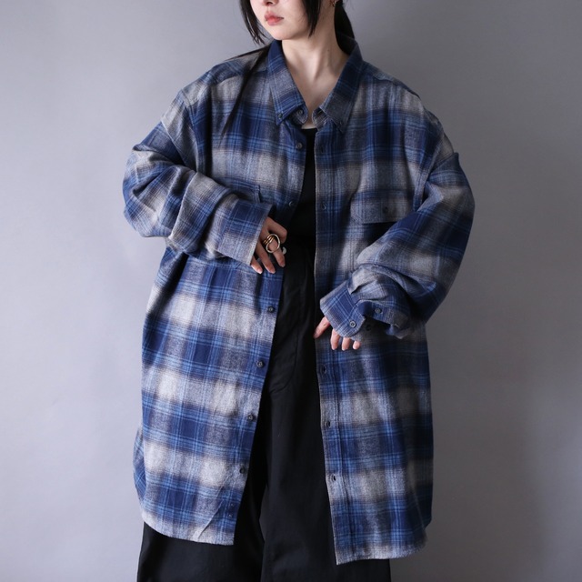 XXXLT super over silhouette good coloring shadow check shirt