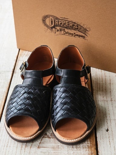 ダッパーズ dapper's レザーサンダル Dapper's(ダッパーズ) ～Classical Horsehide Mesh Sandals BLACK