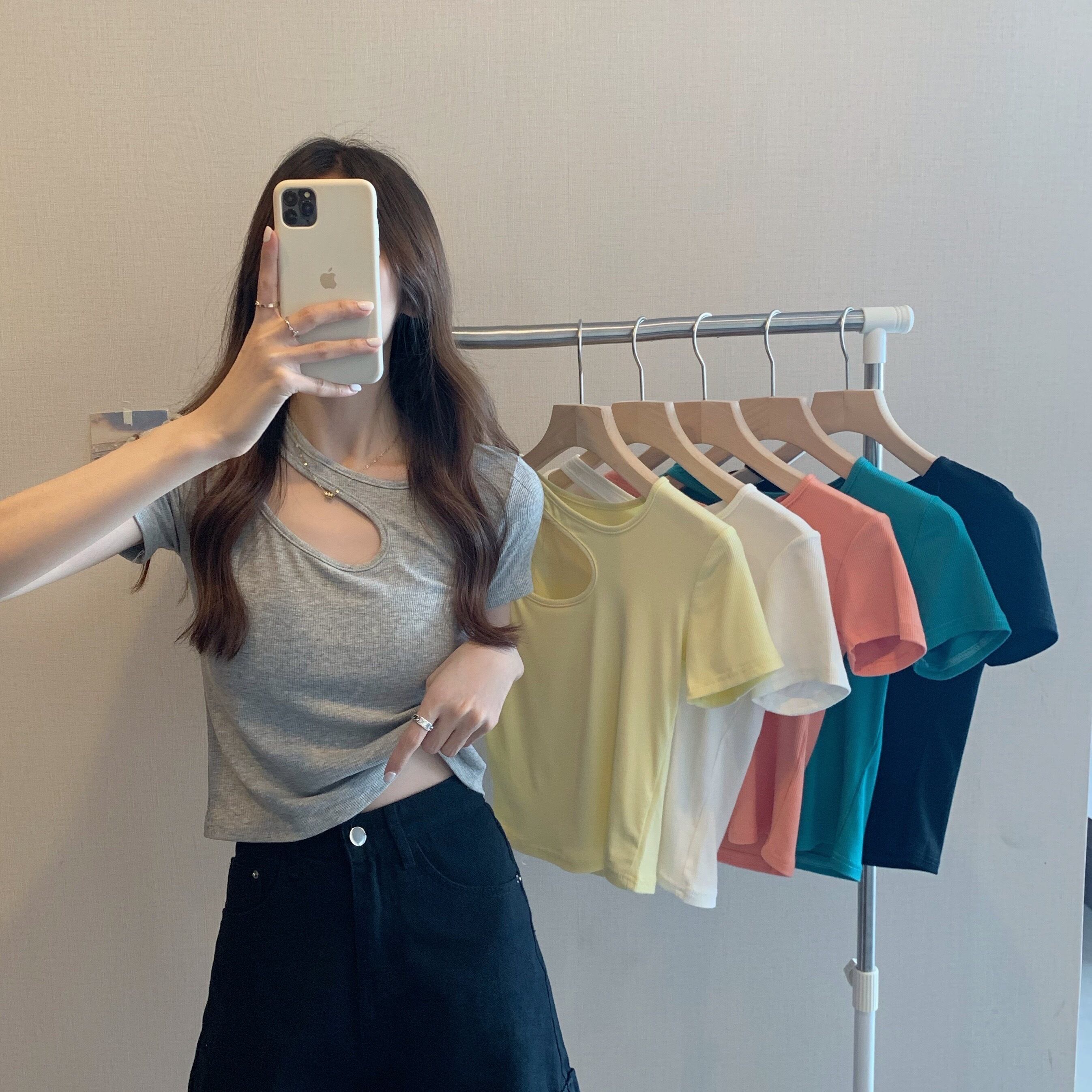 スリムショートトップス サマーTシャツ レディース 夏物 YY-ファッション40631063787