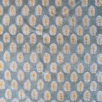 ブロックプリント生地【50cm単位】インド綿  花柄(小) カーキ×黄色 #23049-GR3