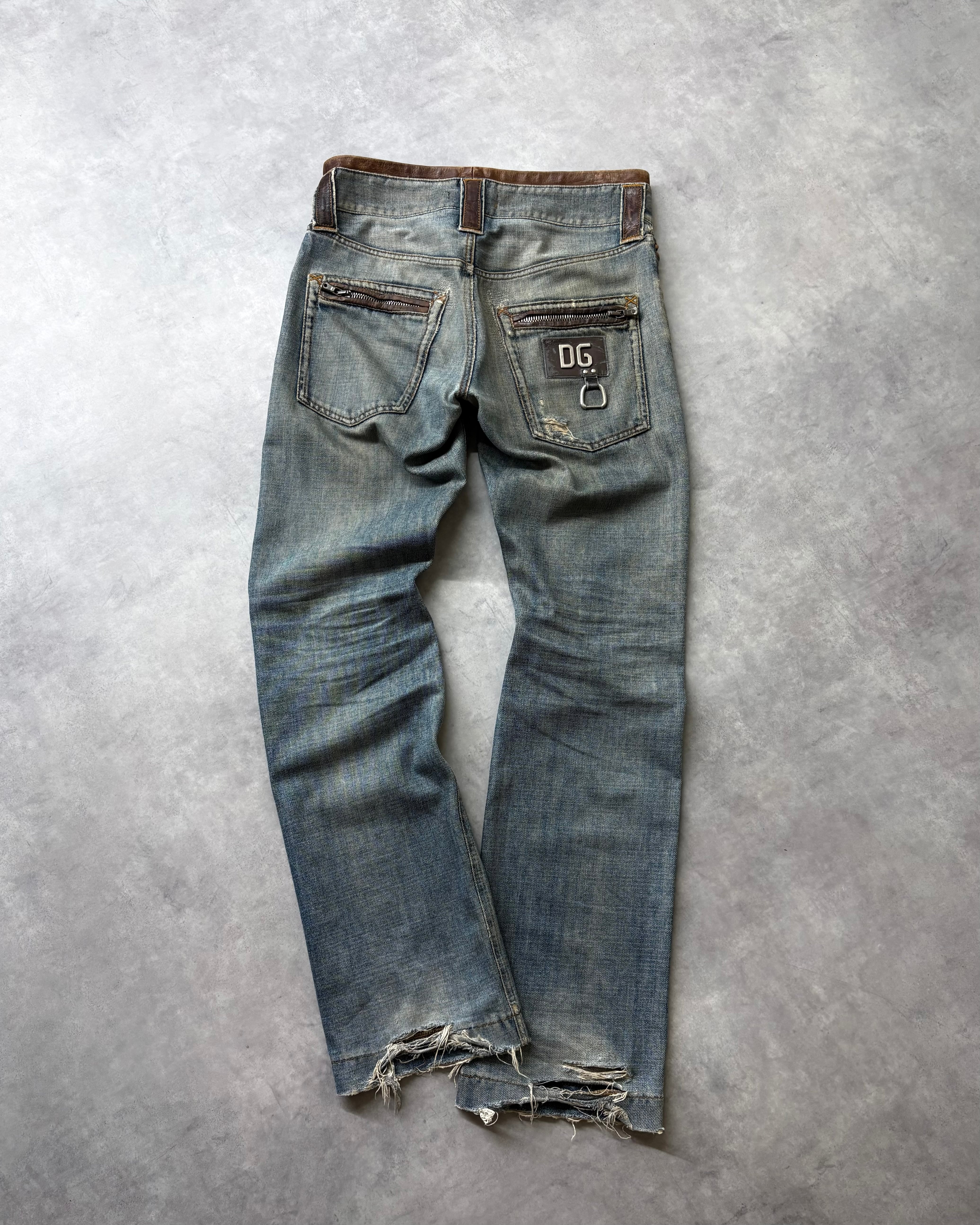 00s DOLCE&GABBANA Leather Piping Damage Denim Pants ITALY製 | VOLAR