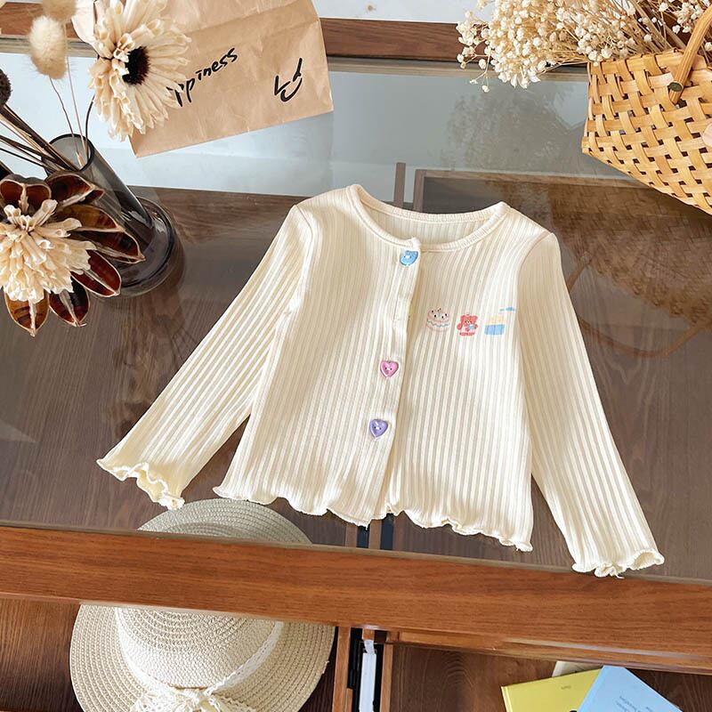 ハートカラーボタンリブカーディガン