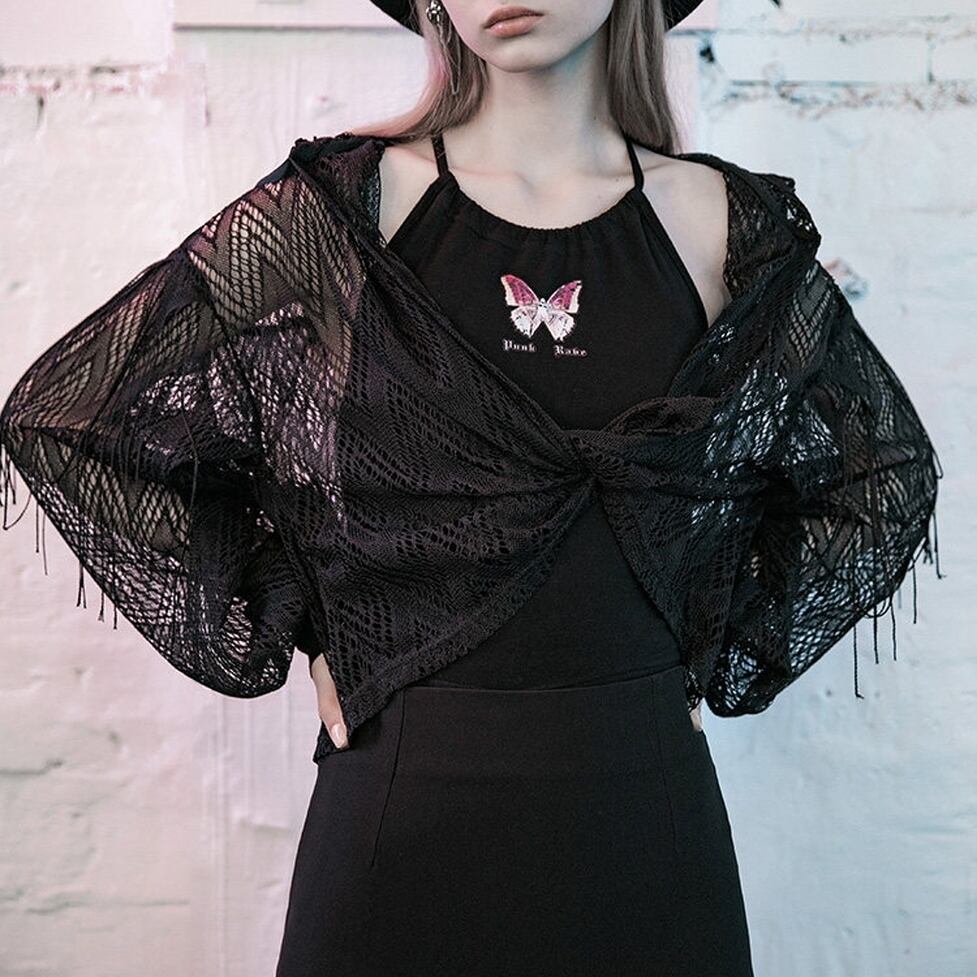 sheer wide hoodie / l0836