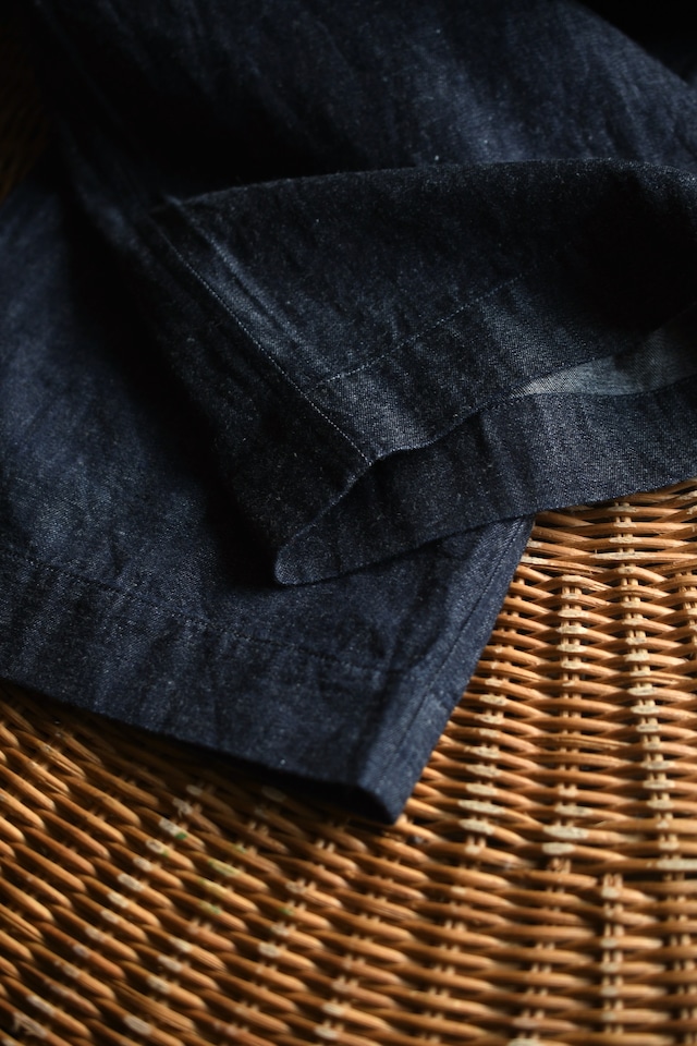 Cale / Cotton Linen Denim Easy Trousers (Navy)