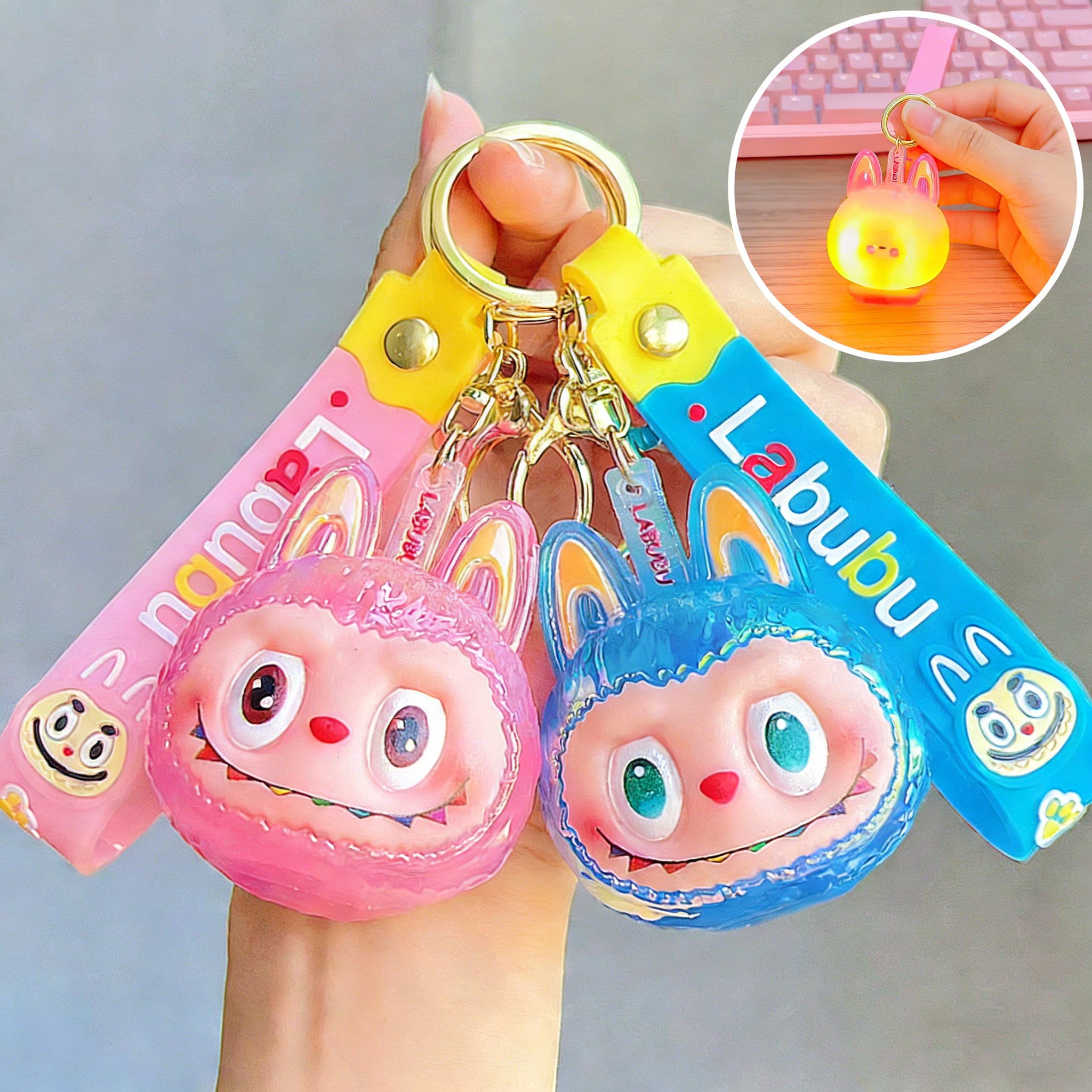 光る メッキ加工 labubu ラブブ 立体キーホルダー the monsters バッグチャーム カップル ペア プレゼント かわいい 萌え カップル プレゼント 友達