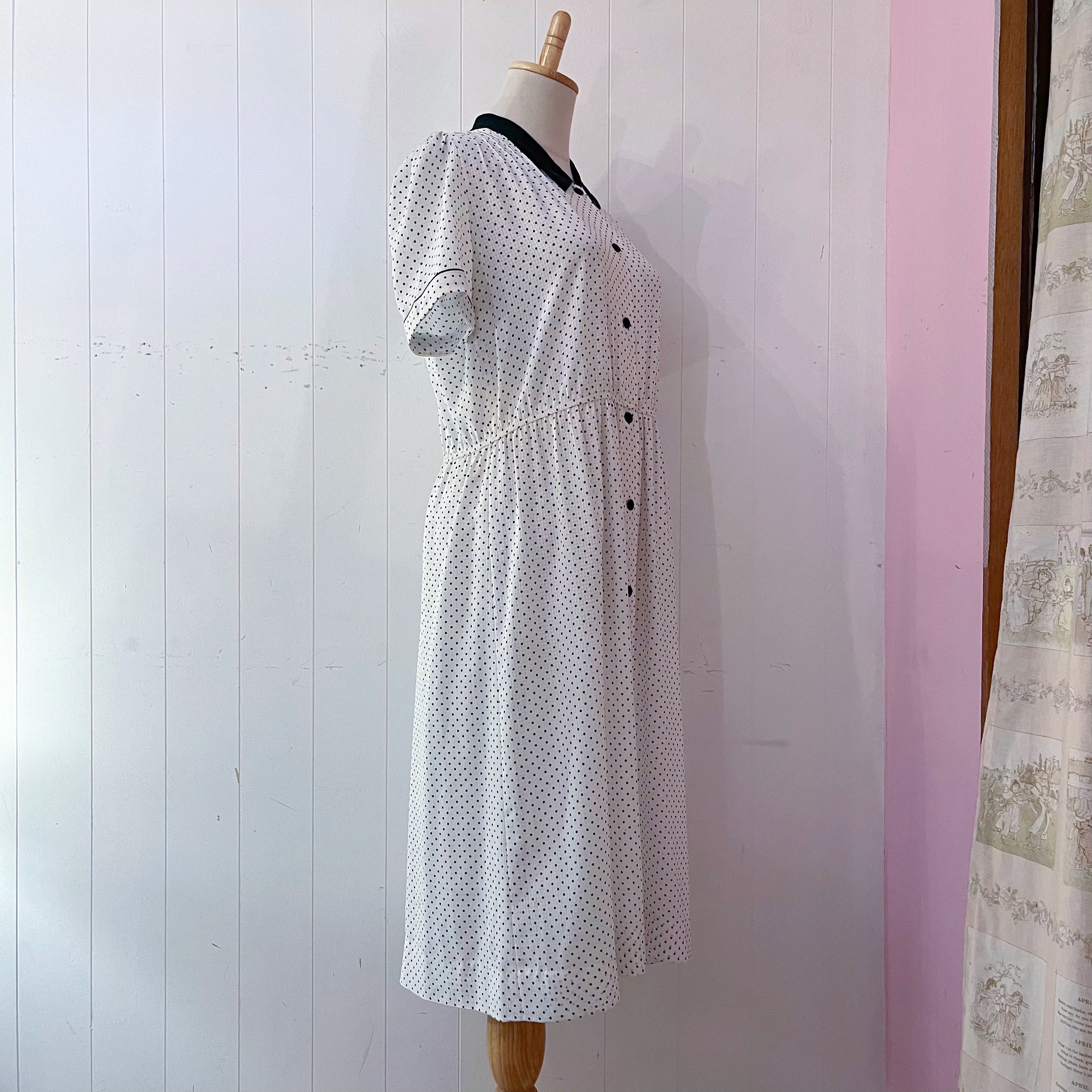 bicolor dot gather one-piece