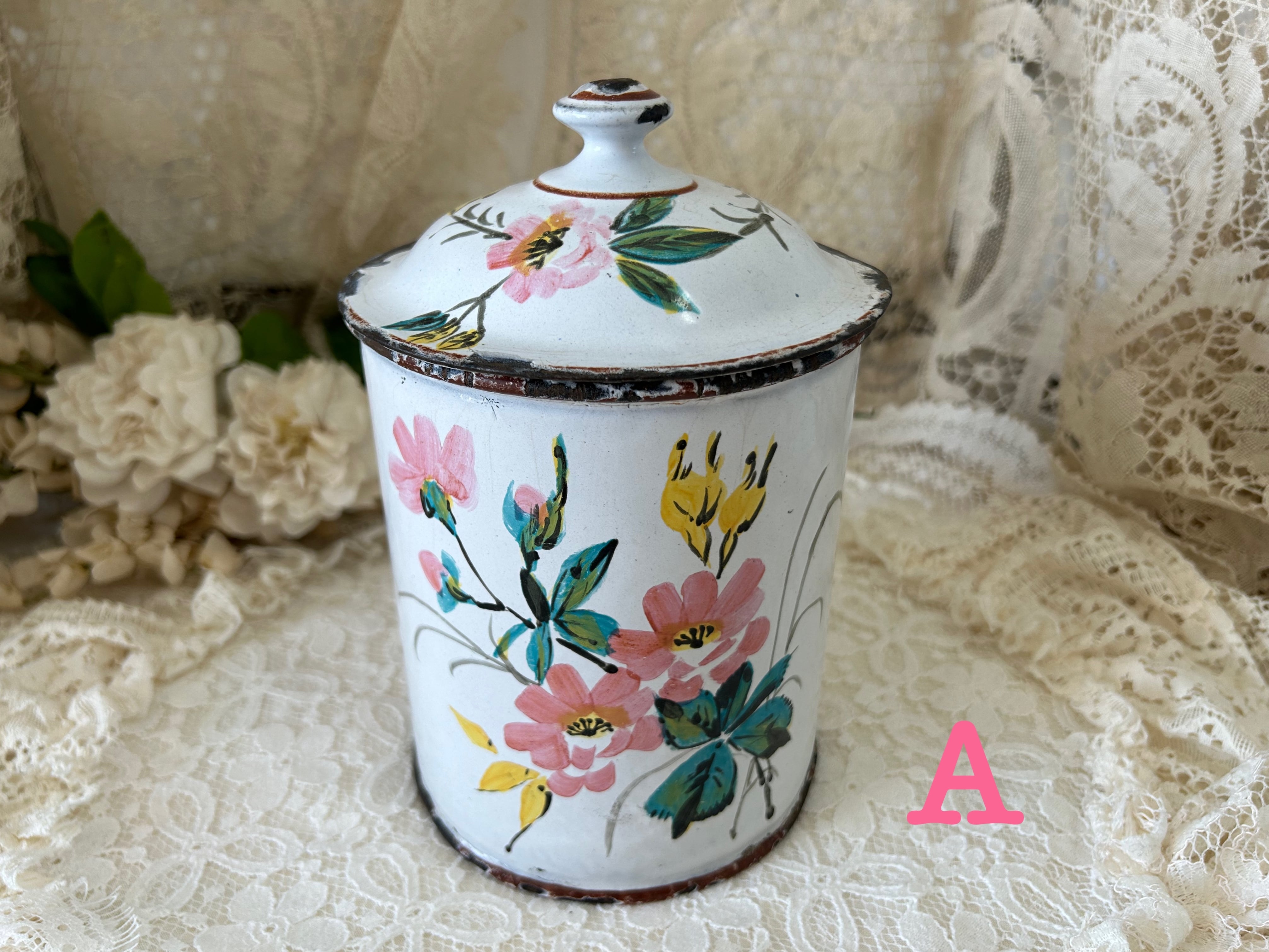 フランスアンティーク キャニスター 6個セット 花柄 フランス