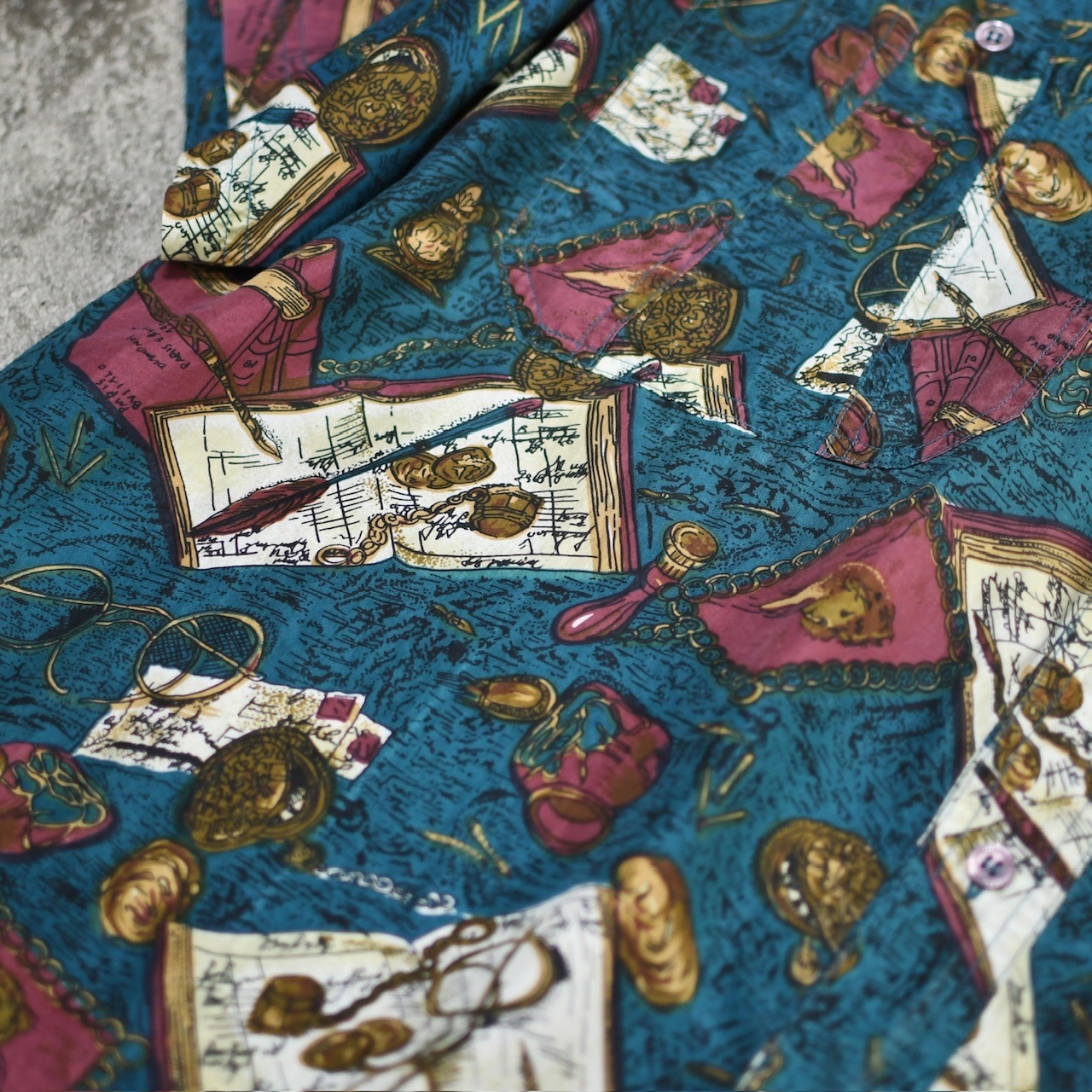 antique motif pattern silk shirt