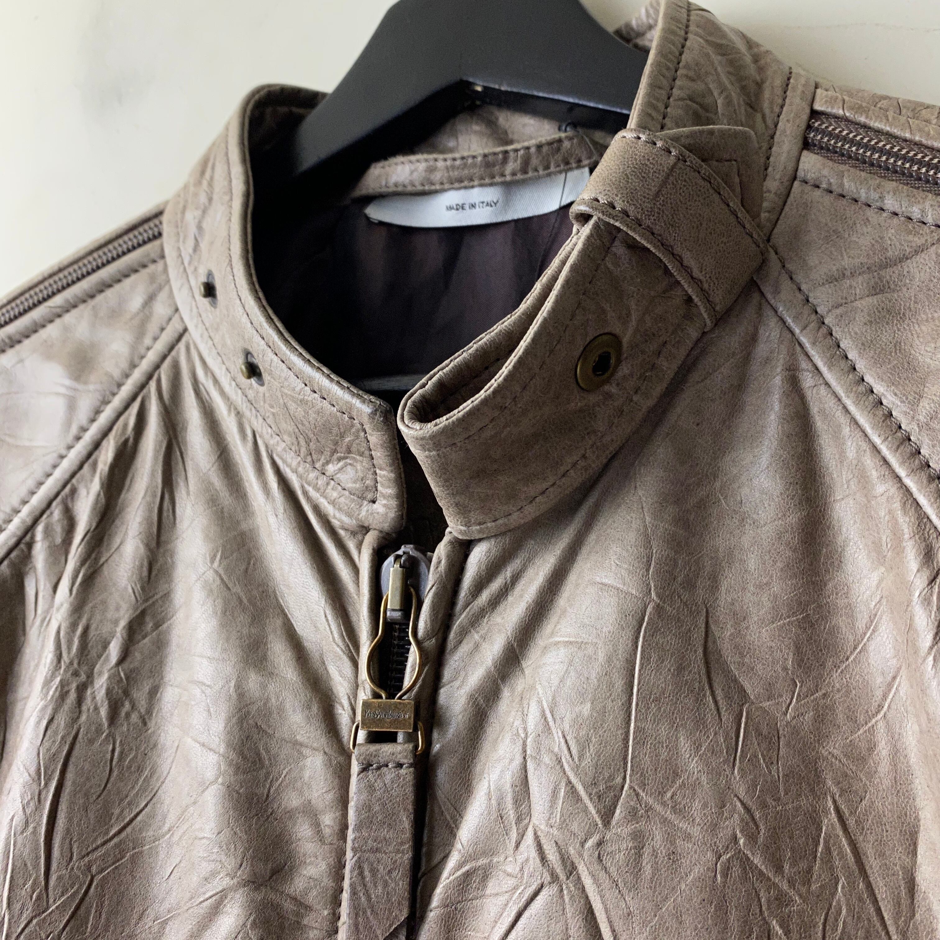 YVES SAINT LAURENT by stefano pilati shoulder zip design leather